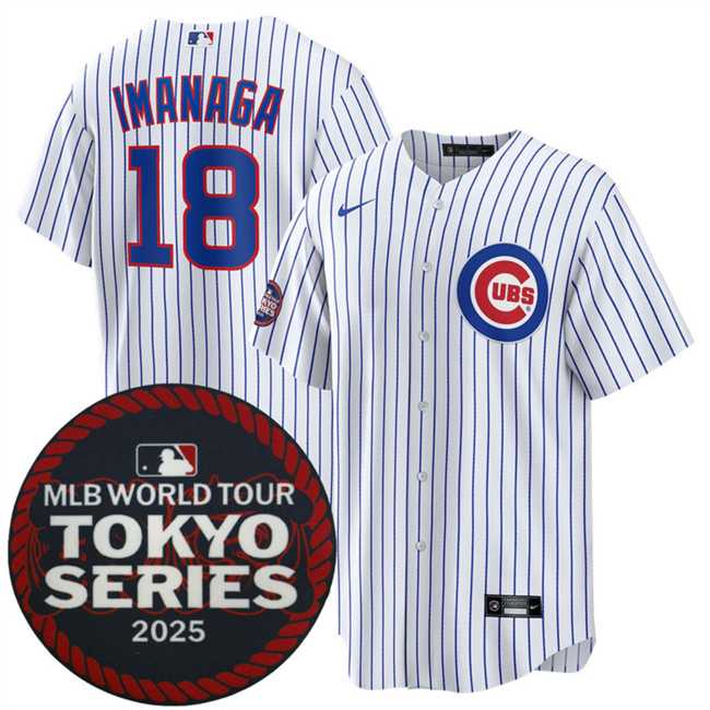 Mens Chicago Cubs #18 Shota Imanaga White 2025 World Tour Tokyo Series Home Stitched Jersey Dzhi